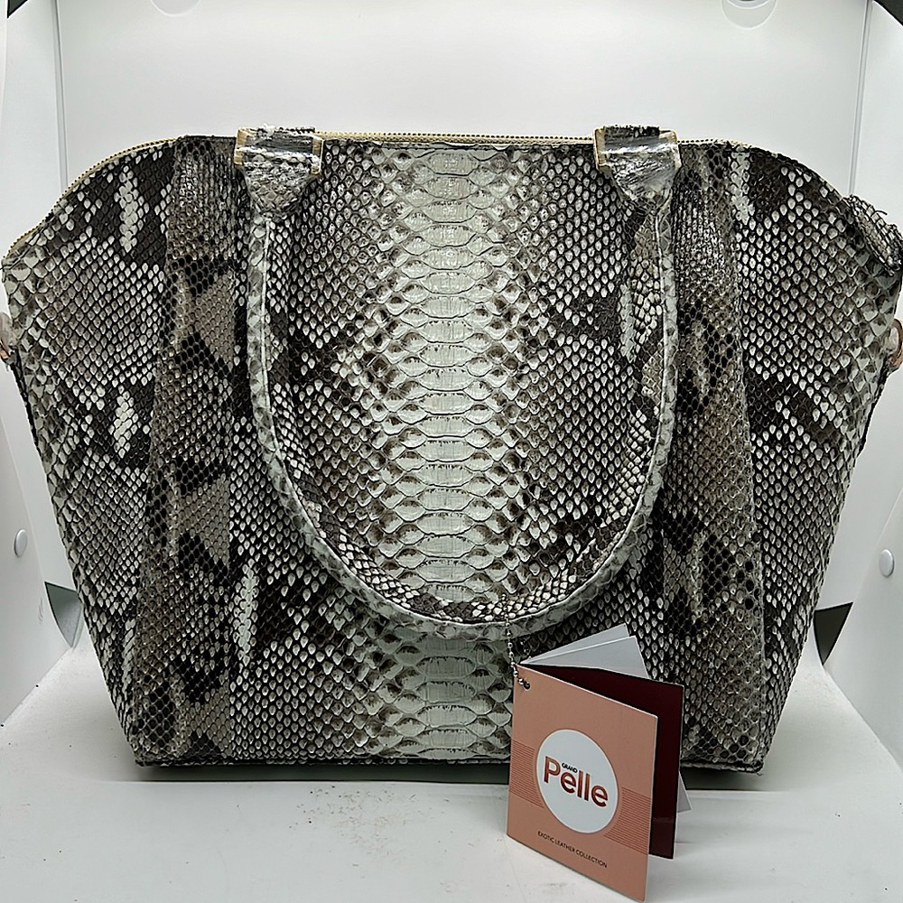 Grand Pelle Exotic Leather Collections NWT Python Snakeskin Shoulder Bag Purse